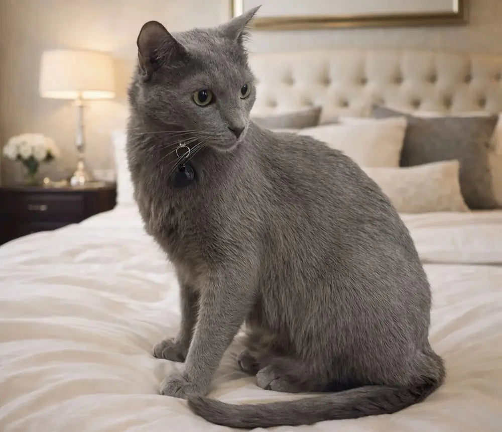 Cat wearing Peace Paws tag